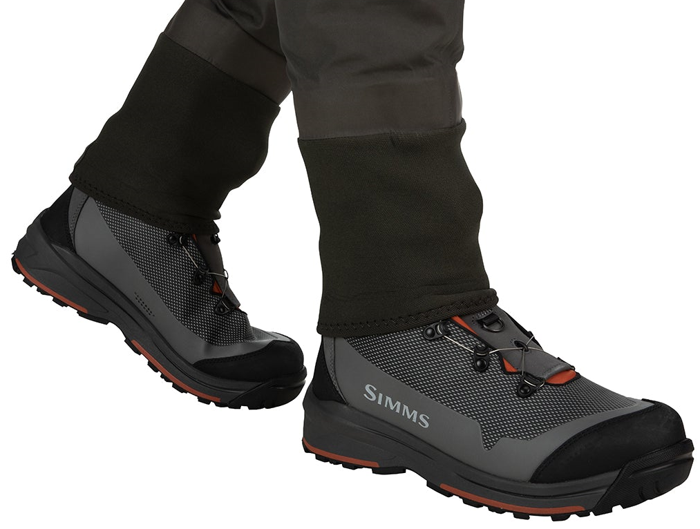 Simms G3 Guide Stockingfoot Waders and G3 Guide Boots featuring the integrated Wader Gravel Guards