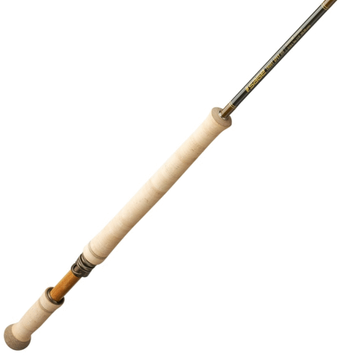 Sage Trout Spey HD rod with extended cork handles and fighting butt