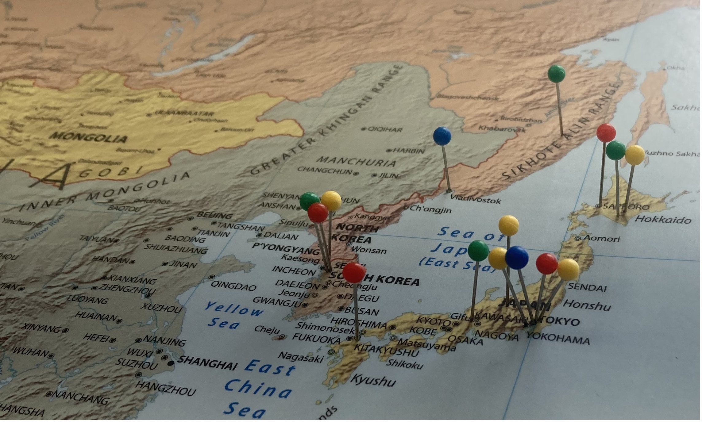 A map of Japan and South Korea with more pins showing where some of our customers live